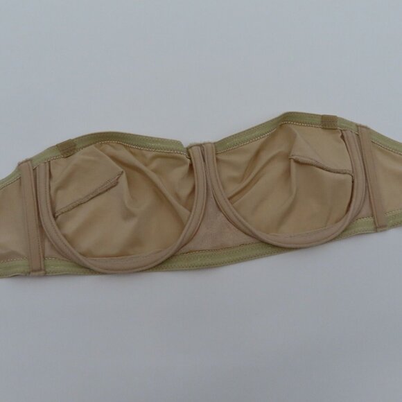 VTG 1999 Victorias Secret 34C Beige Underwire Strapless Bandeau Bra Unlined - Picture 6 of 13
